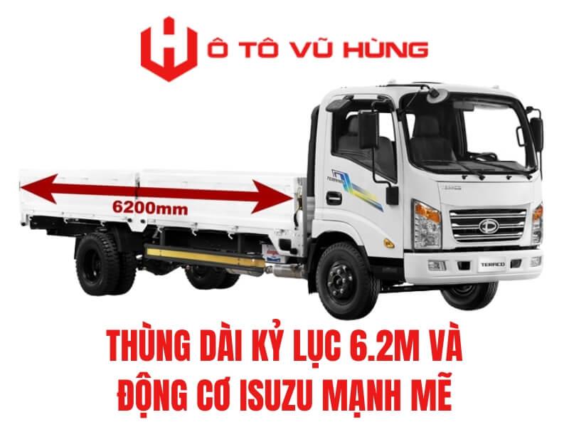 THÙNG DÀI KỶ LỤC 6.2M VÀ ĐỘNG CƠ ISUZU MẠNH MẼ